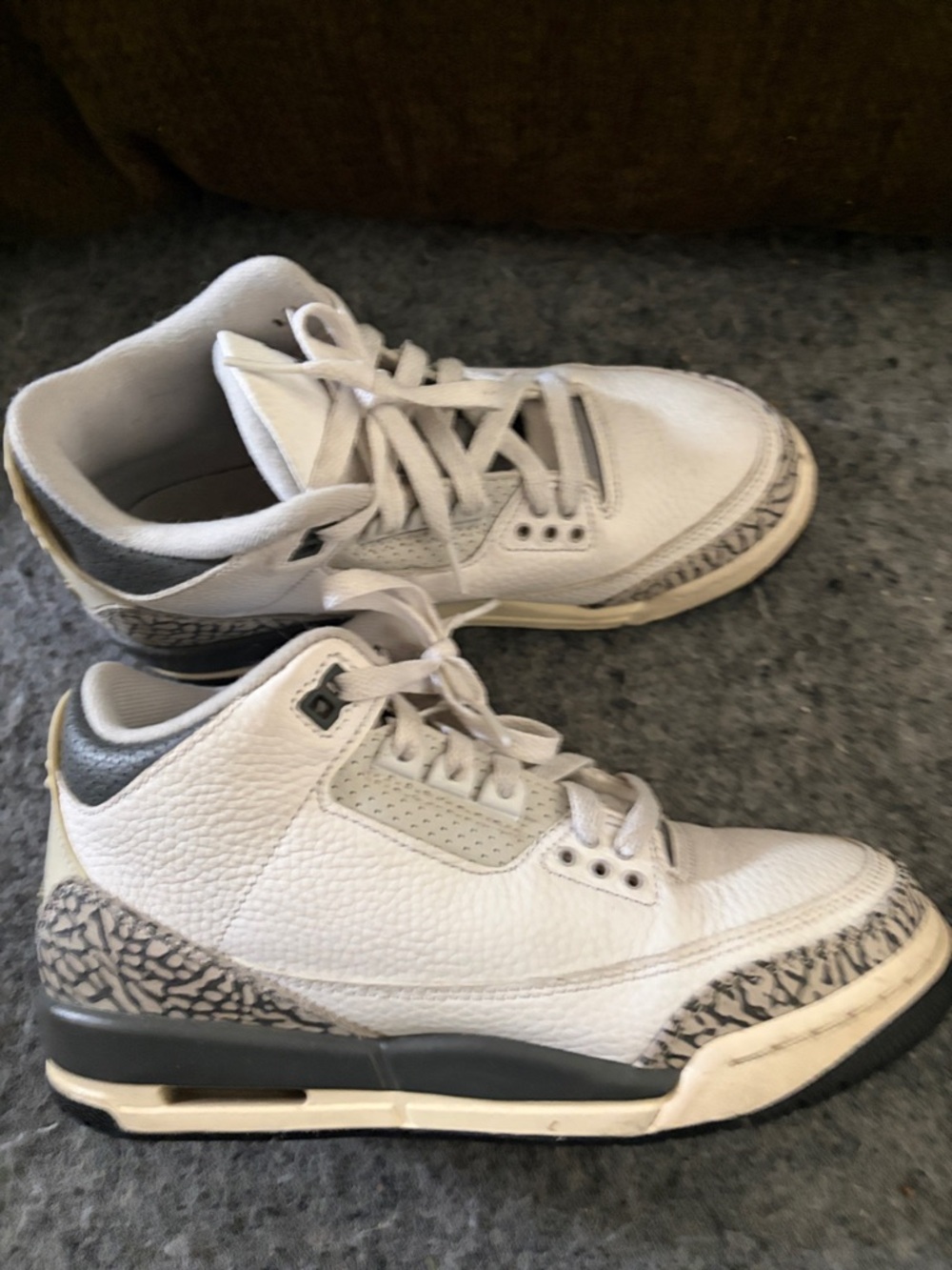Jordan Kids White and Gray Retro 3 Basketball Sneakers